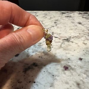 10KT YG & GREEN, PURPLE AMETHYST EARRINGS